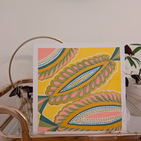 $50.00  Botanical Echoes – Original Abstract Leaf-Inspired Art on 12x12 Hard Can - Picture 3 of 4